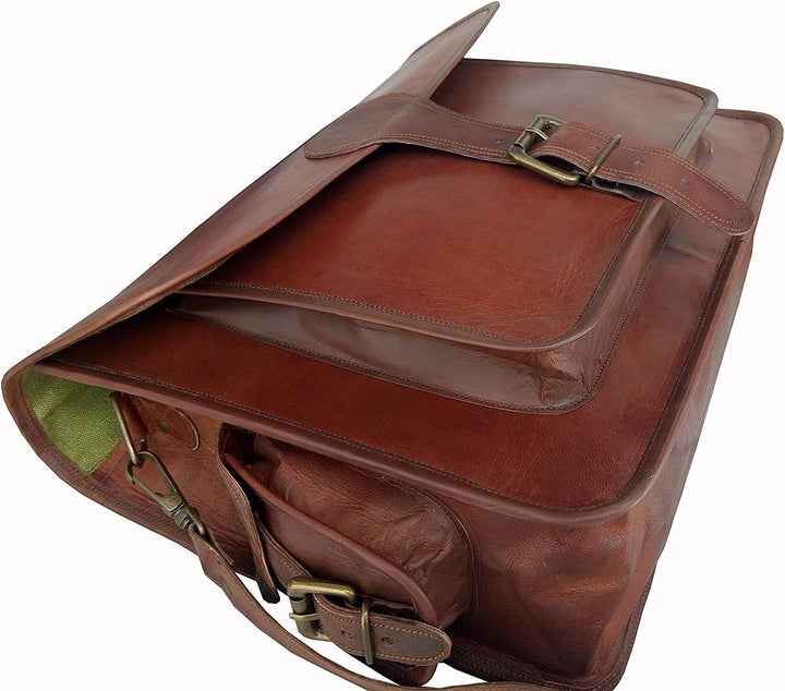ALASKA EXPORTS - 40,6 cm (16 Zoll) handgemachte vintage Leder Messenger-Tasche für Laptop Aktentasch
