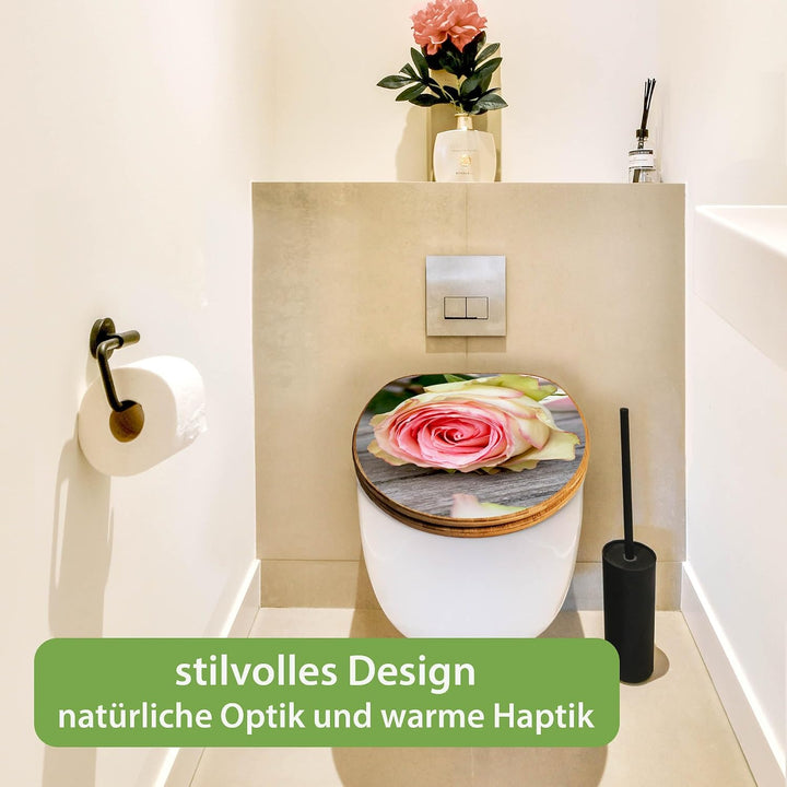 banjado Design WC Sitz Bambus Absenkautomatik 45,8x37,5cm - Toilettendeckel mit Absenkautomatik Holz