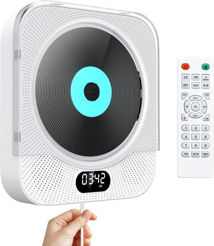 CD Player Wandmontage Bluetooth, Gueray Tragbarer CD Player HiFi Lautsprecher Fernbedienung LED-Disp