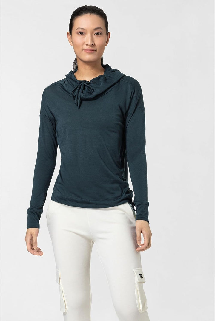 super.natural Damen Kapuzenpullover, Mit Merinowolle, W FUNNEL HOODIE Blueberry XS, Blueberry XS
