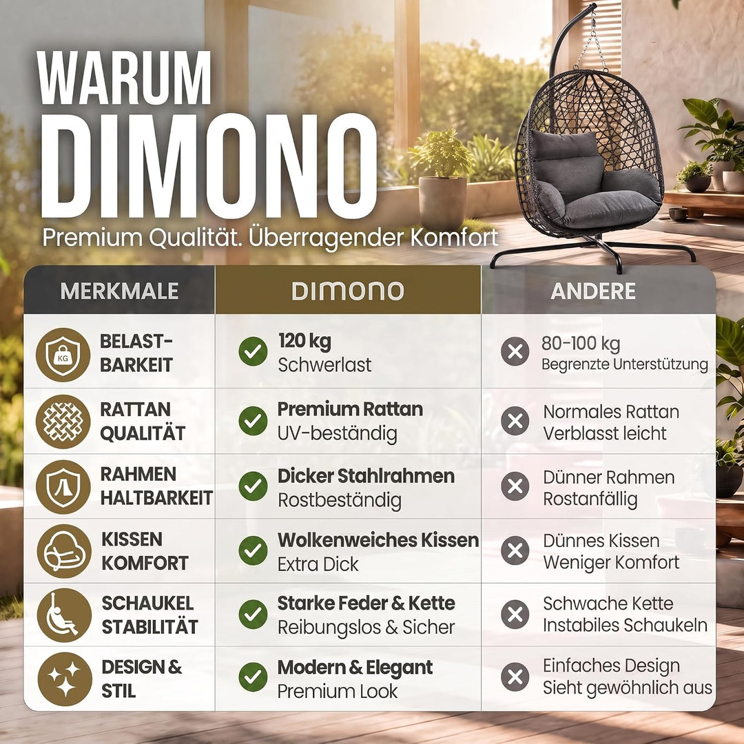 Hängesessel mit Gestell; Hängekorb Sessel; Schwebeliege Rattan Outdoor & Indoor Relax-Stuhl; Egg Sch
