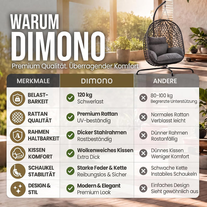 Hängesessel mit Gestell; Hängekorb Sessel; Schwebeliege Rattan Outdoor & Indoor Relax-Stuhl; Egg Sch