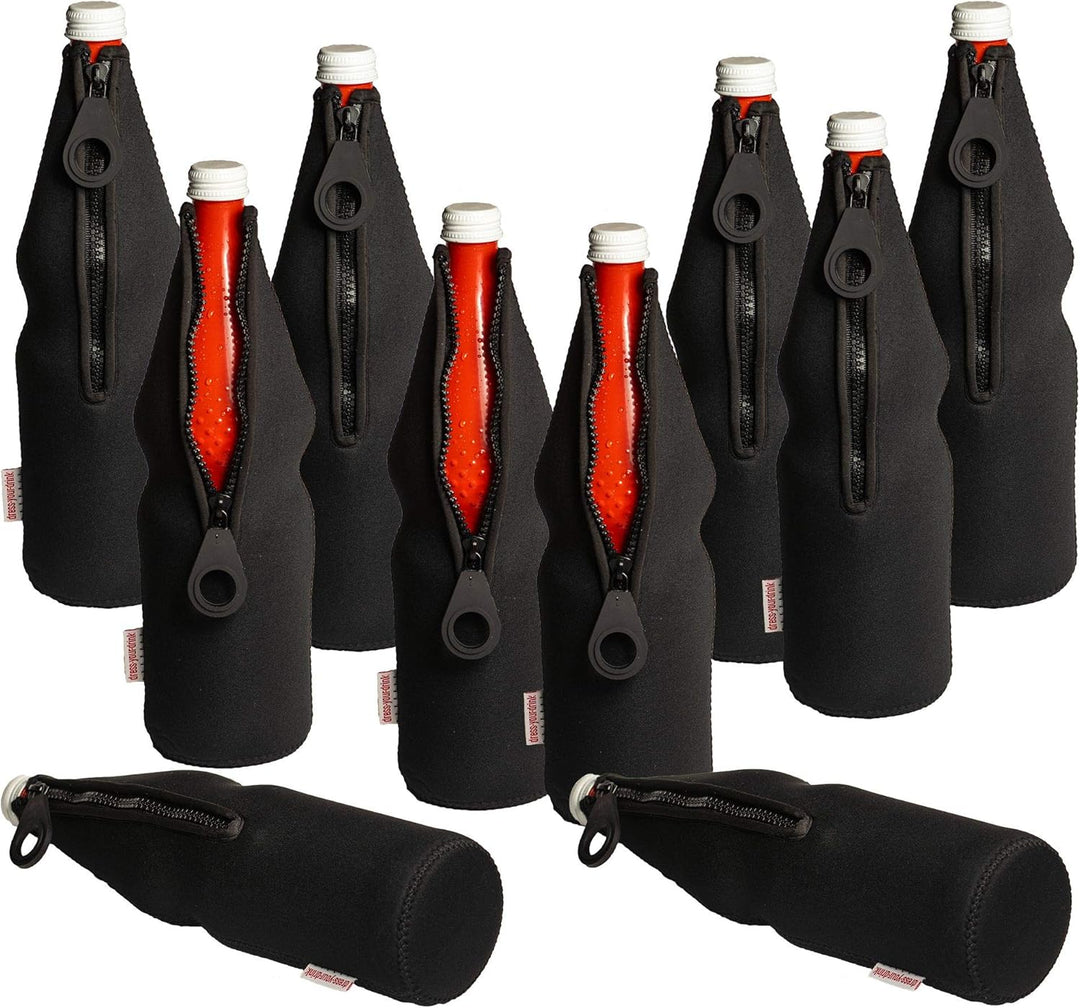 Flaschenkühler 0,7-1,0L für Glas- & PET Flaschen, Neopren, Getränkekühler, (schwarz, 10) Schwarz 10,