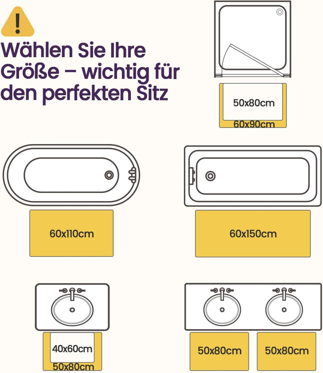 DEXI Badematte rutschfeste, weicher Mikrofaser Badezimmerteppich, saugfähiger Badteppich, maschinenw