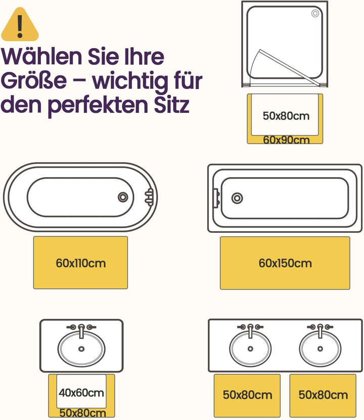 DEXI Badematte rutschfeste, weicher Mikrofaser Badezimmerteppich, saugfähiger Badteppich, maschinenw