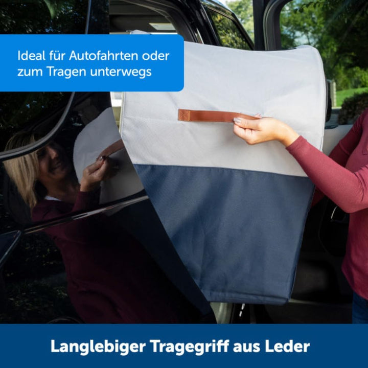 PetSafe Happy Ride Faltbare Transportbox, Hunde-Reisebox für die Autorückbank, Netztüren zur Belüftu