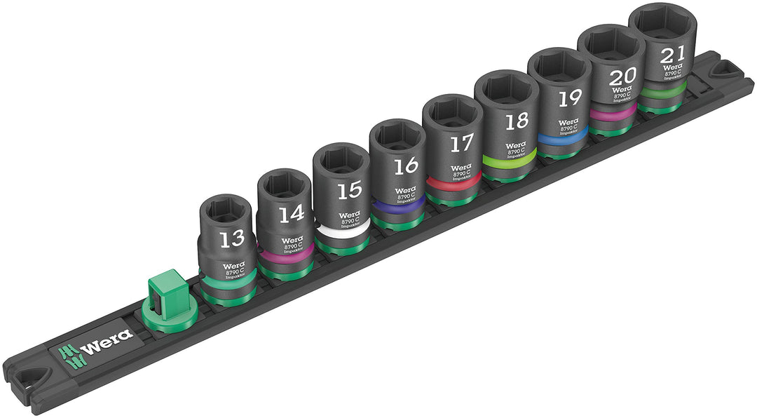 Wera 05005490001 Nuss-Magnetleiste C Impaktor 1 Steckschlüsseleinsatz-Satz, 1/2"-Antrieb, 9-teilig,