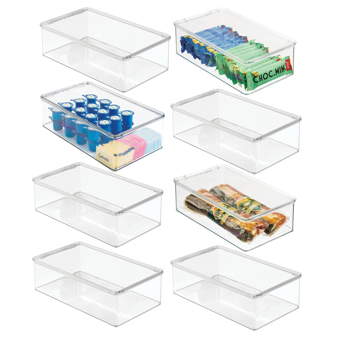 mDesign 8er-Set Kühlschrankbox – Kühlschrank Vorratsdose mit Deckel – lebensmittelechte Aufbewahrung