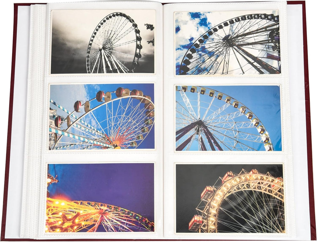 ARPAN Fotoalbum, 15 x 10 cm, 300 Hüllen, Burgunderrot, 18 x 4 x 33 cm