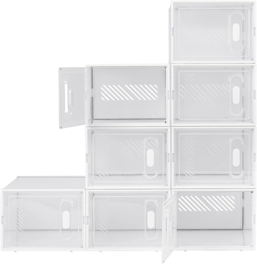WOLTU Schuhregal mit 8 stapelbaren Schuhboxen Schuhschrank Regalsystem mit Magnetverschluss Steckreg