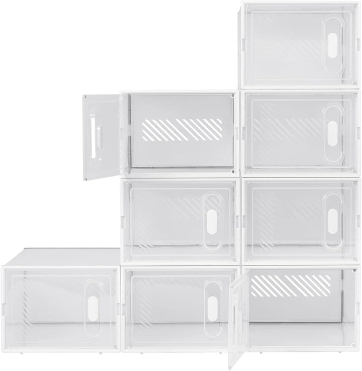 WOLTU Schuhregal mit 8 stapelbaren Schuhboxen Schuhschrank Regalsystem mit Magnetverschluss Steckreg
