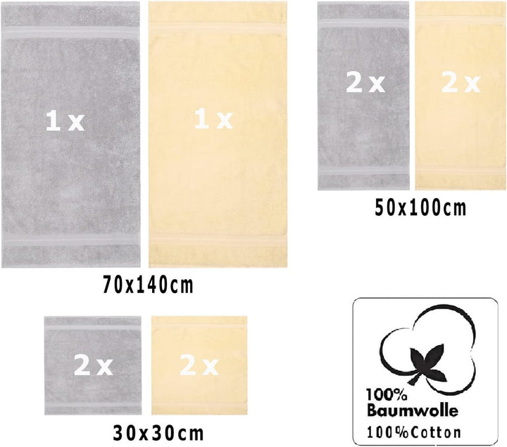 Betz 10 TLG. Handtuch Set Gold Farbe beige &amp; Silber grau, Qualität 600 g/m², 2 Duschtücher 70 x 140