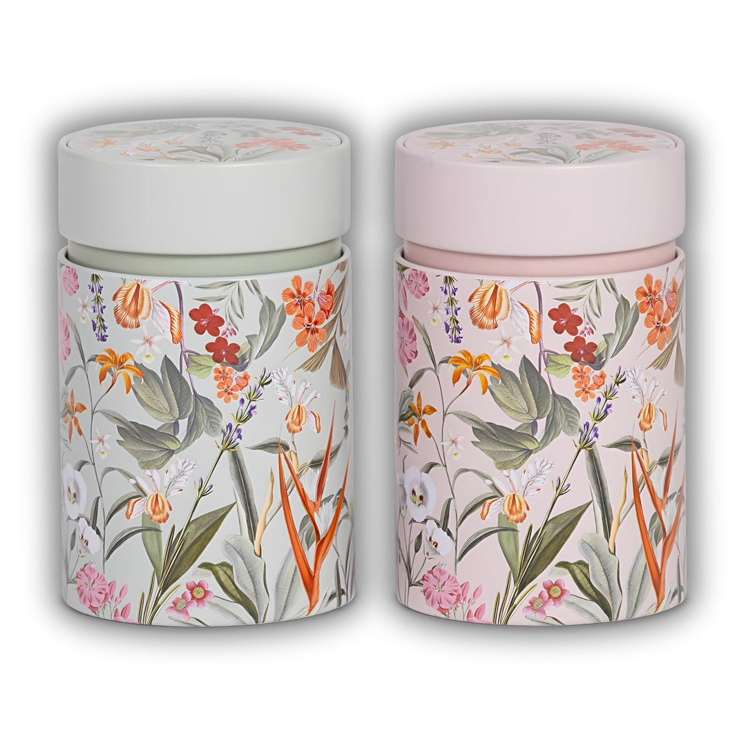 MediMuc Dose Mira 150g 2er Set - mit blumigen Motiven aufwendig lackiert, Stülpverschluss - Vorratsd
