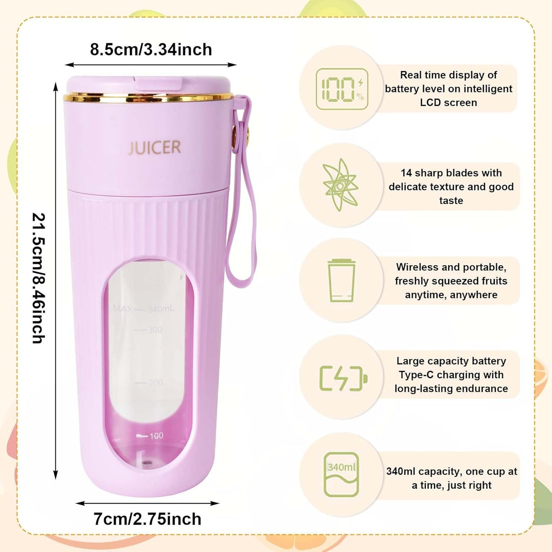 Tragbarer Mixer, Mini-Mixer, USB-C Wiederaufladbarer Persönlicher Mixer für Smoothie und Shakes, 340