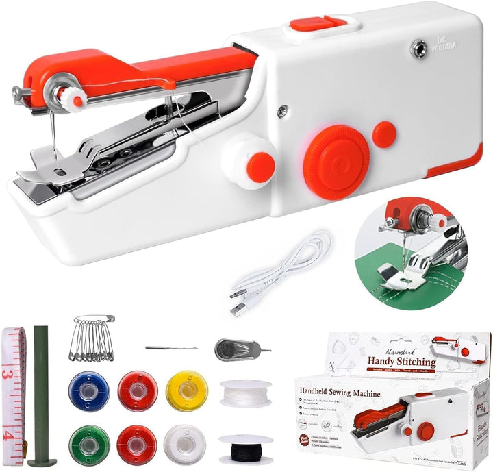 Handnähmaschine, SINZONeu® Mini Elektrische Nähmaschine Tragbar mit Dualem Strom, USB/Batteriebetrie