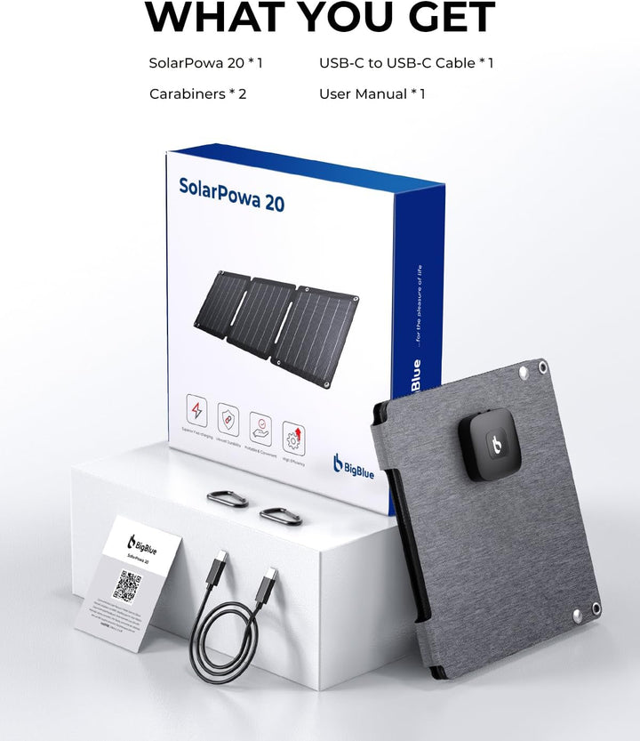 21W Tragbares Solarladegerät, BigBlue Faltbar Solarpanel (5V/4,2A Max.) mit USB-A und USB-C, IP68 Wa