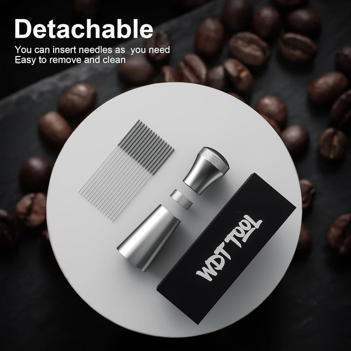 Wdt Tool, Abnehmbar Kaffee Distributor mit Ständer mit 7 Espresso Nadel 0.3mm, Aluminium Wdt Tool Es