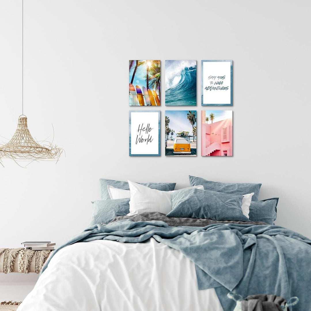 Novart Wandbilder Set - KOMPLETT AUFHÄNGFERTIG - Made in Germany - Moderne Bilder Natur Wohnzimmer S