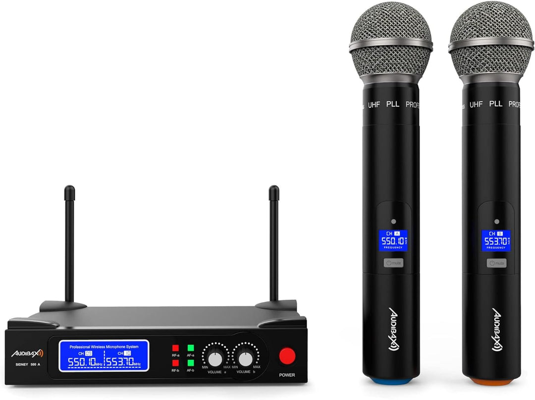 Audibax Sidney 500 A Micrófono Inalámbrico Profesional UHF Doble Mano + Maleta