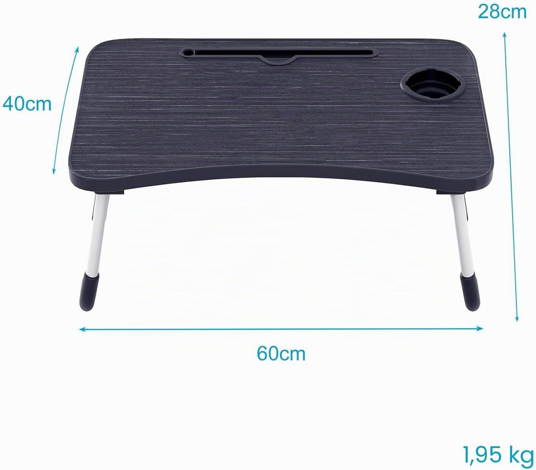 Intirilife ausklappbarer Laptoptisch in Schwarz mit 60 x 40 x 28 cm Grösse - Lesetisch Frühstücksbre