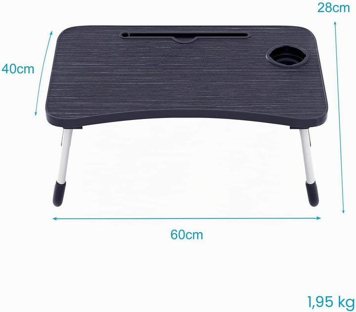 Intirilife ausklappbarer Laptoptisch in Schwarz mit 60 x 40 x 28 cm Grösse - Lesetisch Frühstücksbre