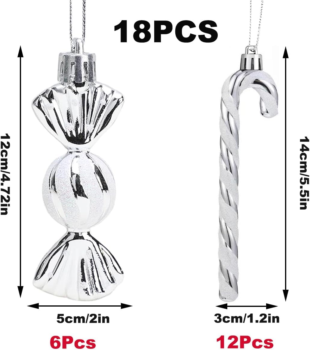 18 Stück Zuckerstangen Weihnachten Deko Weihnachtskugeln Zuckerstangen Deko Glitzer Weihnachtsbaumsc