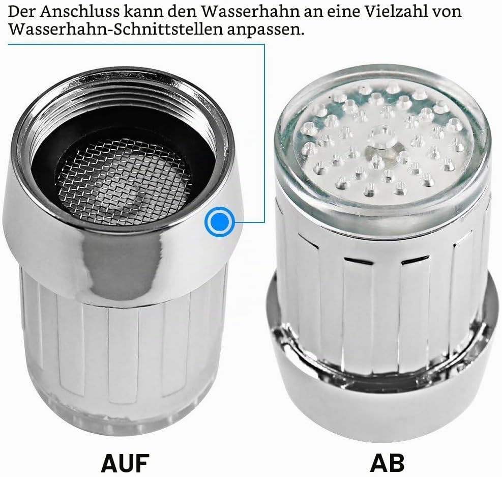 3-Farben temperaturempfindliche Farbverlauf LED-Licht Küche Bad Wasserhahn Wasser Duschkopf Kinder H