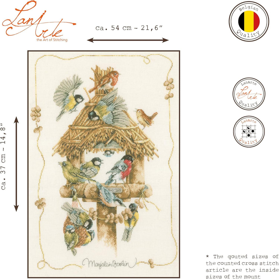 Lanarte PN-0007962 MB Vogelhäuschen I Zählmuster Kreuzstichset, Baumwolle, mehrfarbig, ca. 37 x 54 c