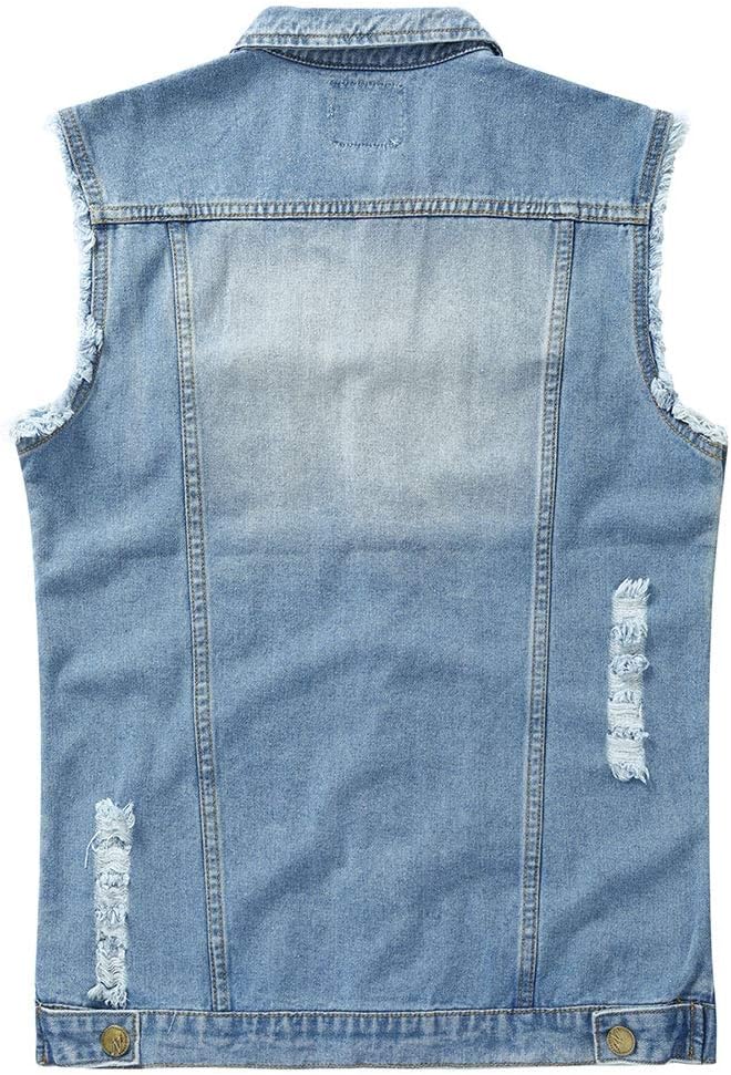 YOUTHUP Weste Herren Denim Weste Casual Zerrissen Jeansweste Outdoor Vintage Freizeitweste Ärmellose