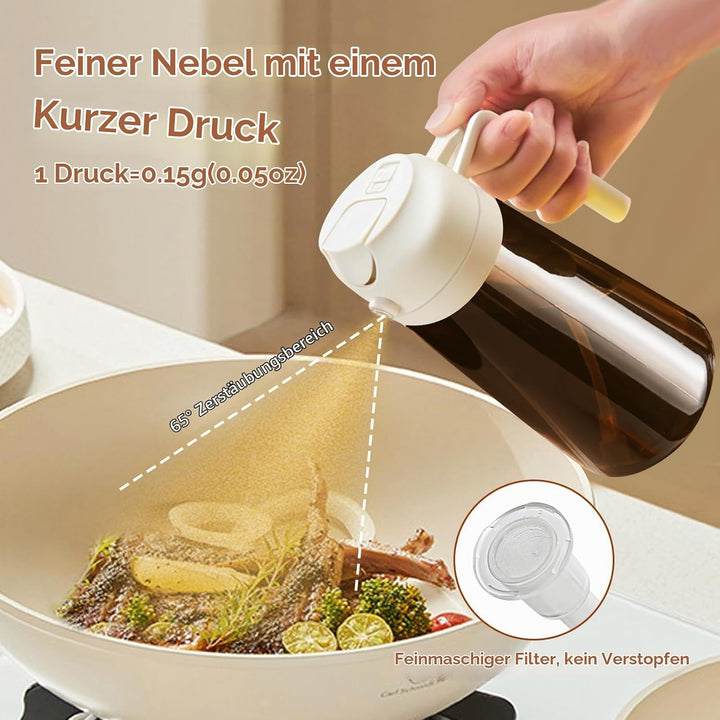YARRAMATE 2 Stück 470ml Lichtblockierender dunkler Ölsprüher zum Kochen, 2-in-1 UV Schutz ölzerstäub