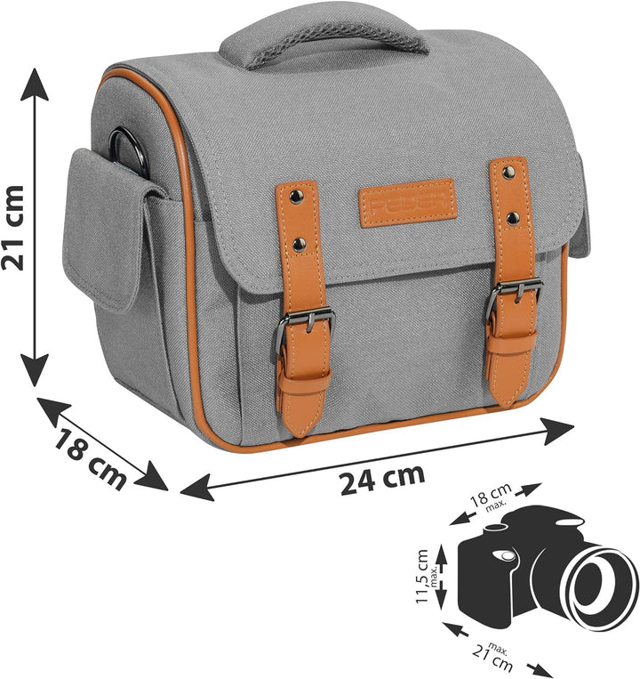 PEDEA DSLR-Kameratasche "Vintage" mit Displayschutzfolie für Canon EOS 5D 5D Mark II 400D 2000D / Ni