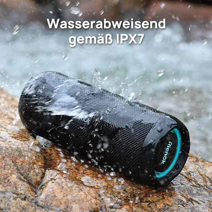 RIENOK Bluetooth Lautsprecher mit Licht Bluetooth 5.3 Musikbox Bass Kabellos Box mit IPX7 wasserdich