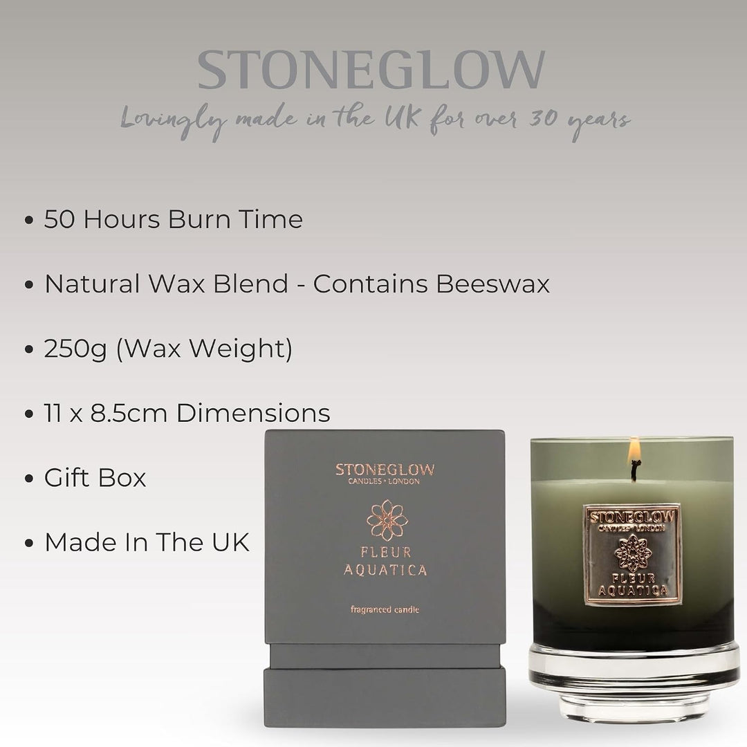 Stoneglow Glas Metallique Fleur Dickblatt Kerze, Mehrfarbig, 9,5 x 12 x 9,5 cm