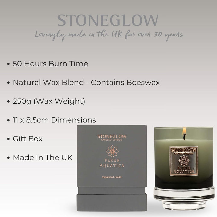 Stoneglow Glas Metallique Fleur Dickblatt Kerze, Mehrfarbig, 9,5 x 12 x 9,5 cm