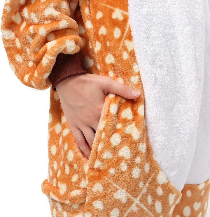 Katara 1744 (30+ Designs) REH-Kostüm Hirsch Hellbraun, Unisex Onesie/Pyjama-Qualität für Erwachsene