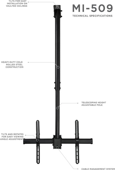 Mount-It! Deckenhalterung für TV-Fernseher - passend für 101-177cm (40 42 47 50 55 60 70-Zoll) Flach