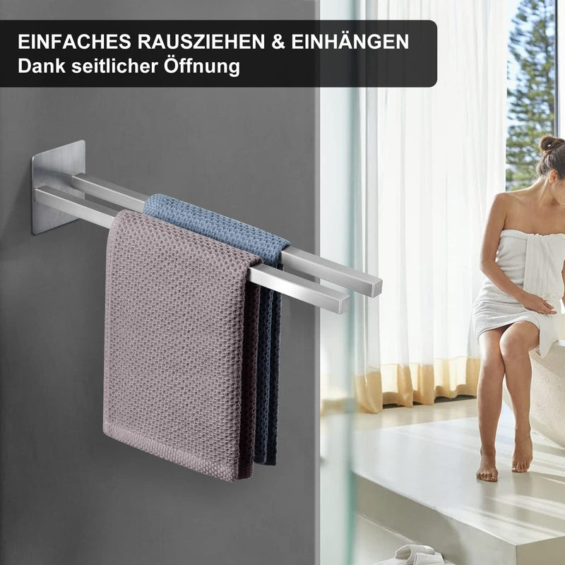 Handtuchhalter Ohne Bohren, Gebürstet Edelstahl Badhandtuchhalter Selbstklebender, Badetuchstange 39