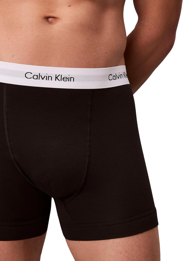 Calvin Klein Baumwolle Stretch 3 Pack Boxer Short, Schwarz Mit Blau/erdbeerfeld/schwarz XL Schwarz,