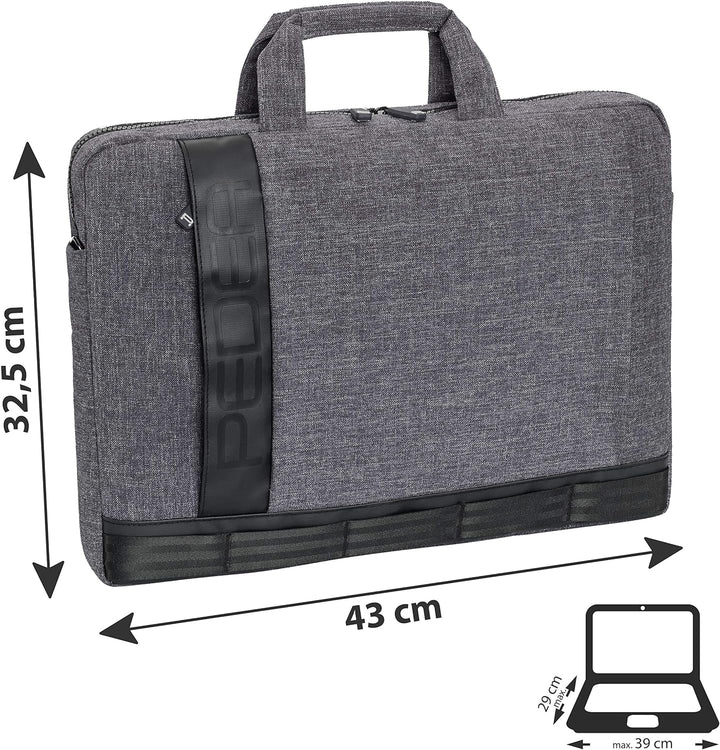 PEDEA Notebooktasche "Fancy" für 15,6 Zoll (39,6cm) mit Schultergurt und Notebookschloss, grau Grau