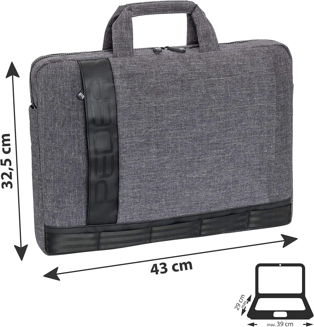 PEDEA Notebooktasche "Fancy" für 15,6 Zoll (39,6cm) mit Schultergurt und Notebookschloss, grau Grau