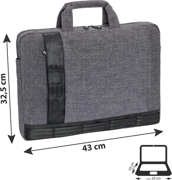PEDEA Notebooktasche "Fancy" für 15,6 Zoll (39,6cm) mit Schultergurt und Notebookschloss, grau Grau
