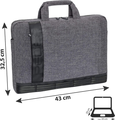 PEDEA Notebooktasche "Fancy" für 15,6 Zoll (39,6cm) mit Schultergurt und Maus, grau Grau 15,6 Zoll m