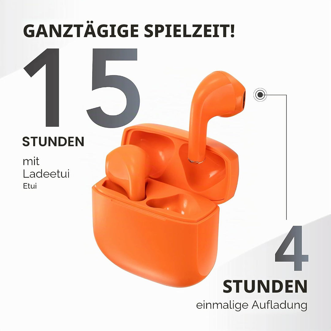 Music Sound | Swag - Kabelloses Kapsel-Headset - Wiedergabezeit bis 20 Stunden - Bluetooth - Orange,