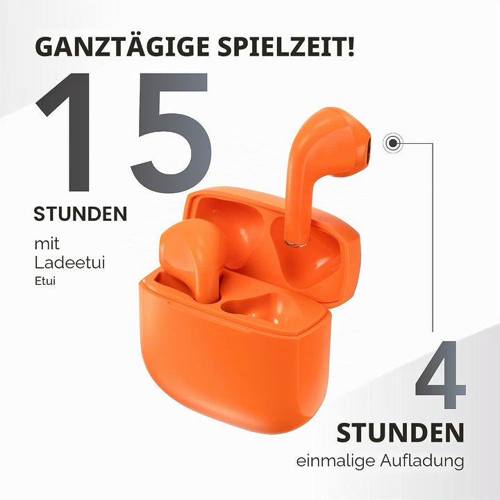 Music Sound | Swag - Kabelloses Kapsel-Headset - Wiedergabezeit bis 20 Stunden - Bluetooth - Orange,