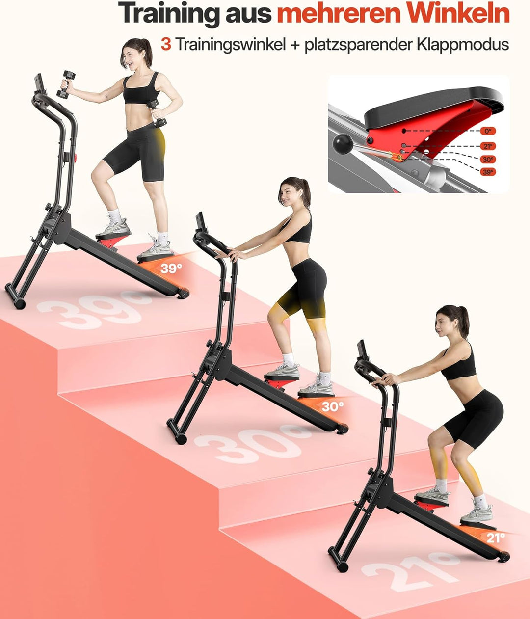 YOLEO Magnetischer Stair Stepper für Zuhause, 16 Widerstandsstufen, klappbar, leise, 71 cm Schrittlä