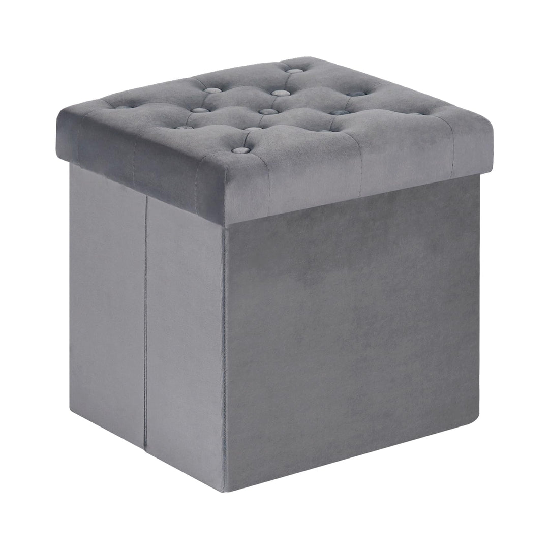 Bonlife Faltbarer Sitztruhe mit Stauraum,Samt Sitzwürfel Couch Hocker,Aufbewahrungsbox mit Deckel,Fu