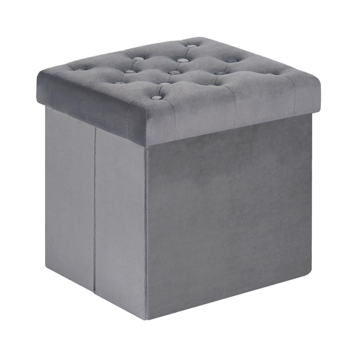 Bonlife Faltbarer Sitztruhe mit Stauraum,Samt Sitzwürfel Couch Hocker,Aufbewahrungsbox mit Deckel,Fu