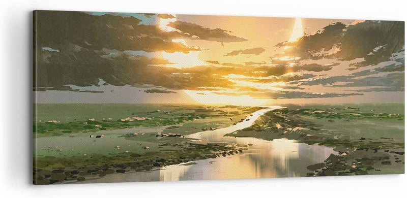 Panorama Bilder auf Leinwand 100x40cm Leinwandbild mit Rahmen natur natur Gross Wanddeko Bild Schlaf