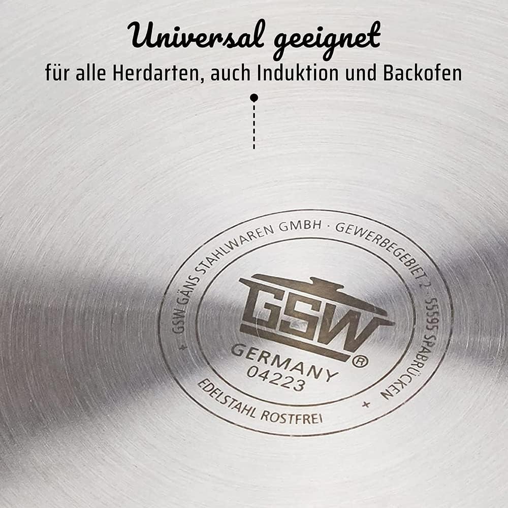 GSW 990196 Montreal Gemüsetopf mit Glasdeckel 22cm / ca. 6,8 Liter, Edelstahl, silber, 22 cm, 2