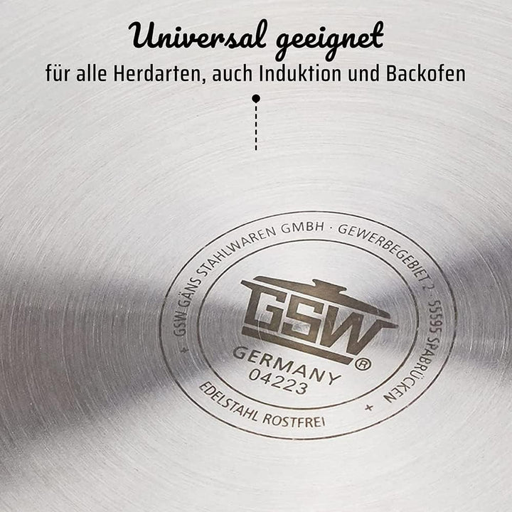 GSW 990196 Montreal Gemüsetopf mit Glasdeckel 22cm / ca. 6,8 Liter, Edelstahl, silber, 22 cm, 2